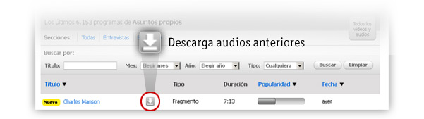 nueva &aacute;rea de podcasts
