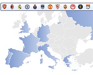 <center>El mapa de Europa del fútbol</center>