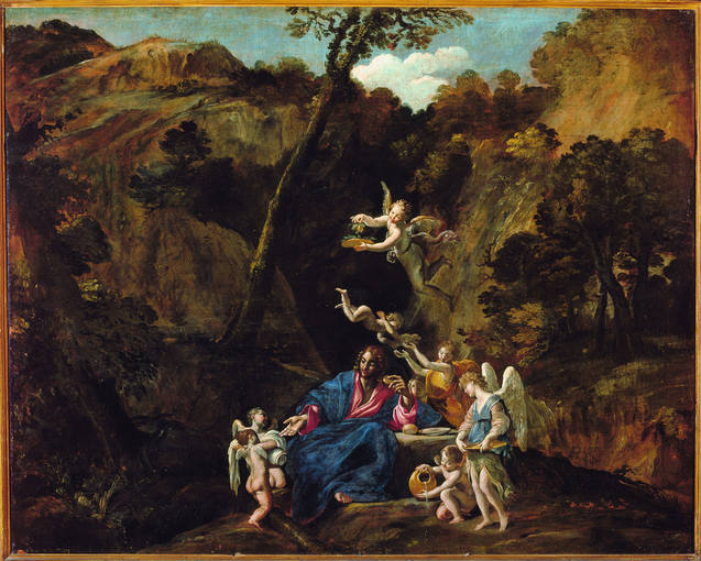 Giovanni Lanfranco (1582-1647). ’Cristo en el desierto servido por los ángeles’ (1616-1617). Óleo sobre lienzo cedido por el Museo de Capodimonte de Napolés.