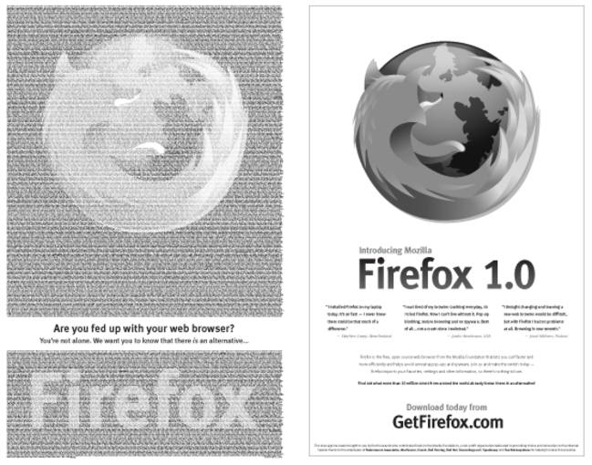 El anuncio de Firefox publicado en el New York Times en 2004 gracias a las aportaciones de los interautas
