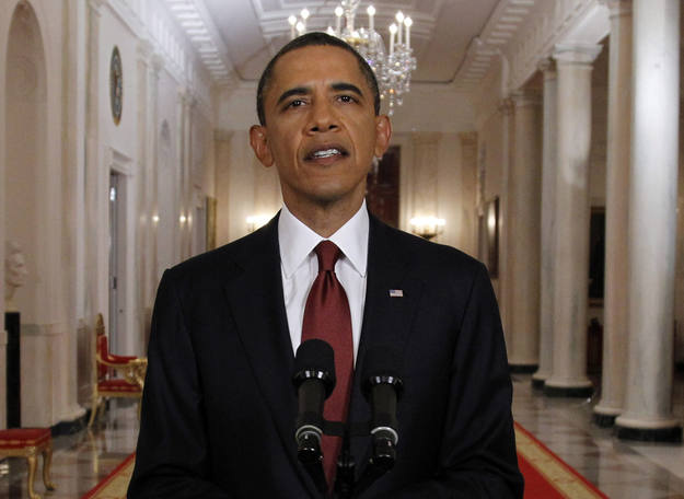 El presidente de EE.UU. Barack Obama durante el discurso en la Casa Blanca en el que ha anunciado que las fuerzas especiales de EE.UU. han matado al terrorista Osama Bin Laden.