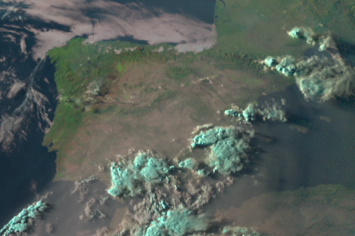Imagen de satélite natural colour de la península el 12 de agosto de 2022 a las 18:27 UTC