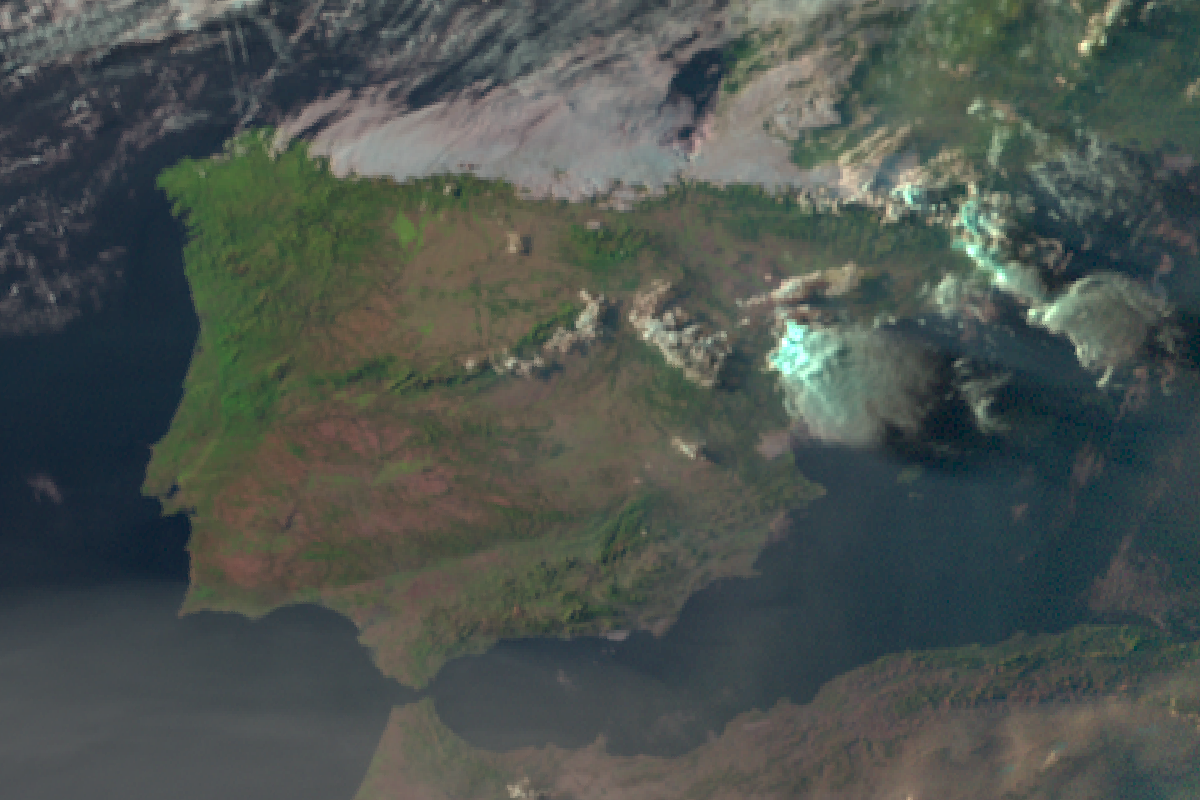 Imagen de satélite natural colour de la península el 12 de agosto de 2023 a las 18:27 UTC