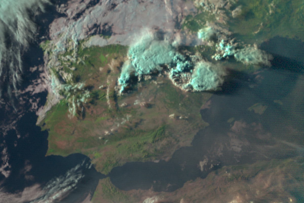 Imagen de satélite natural colour de la península el 12 de agosto de 2024 a las 18:27 UTC