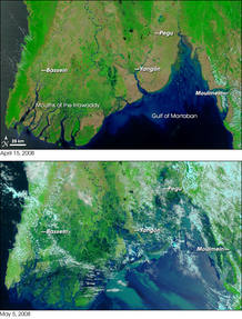 Birmania, antes y después del paso del ciclón Nargis